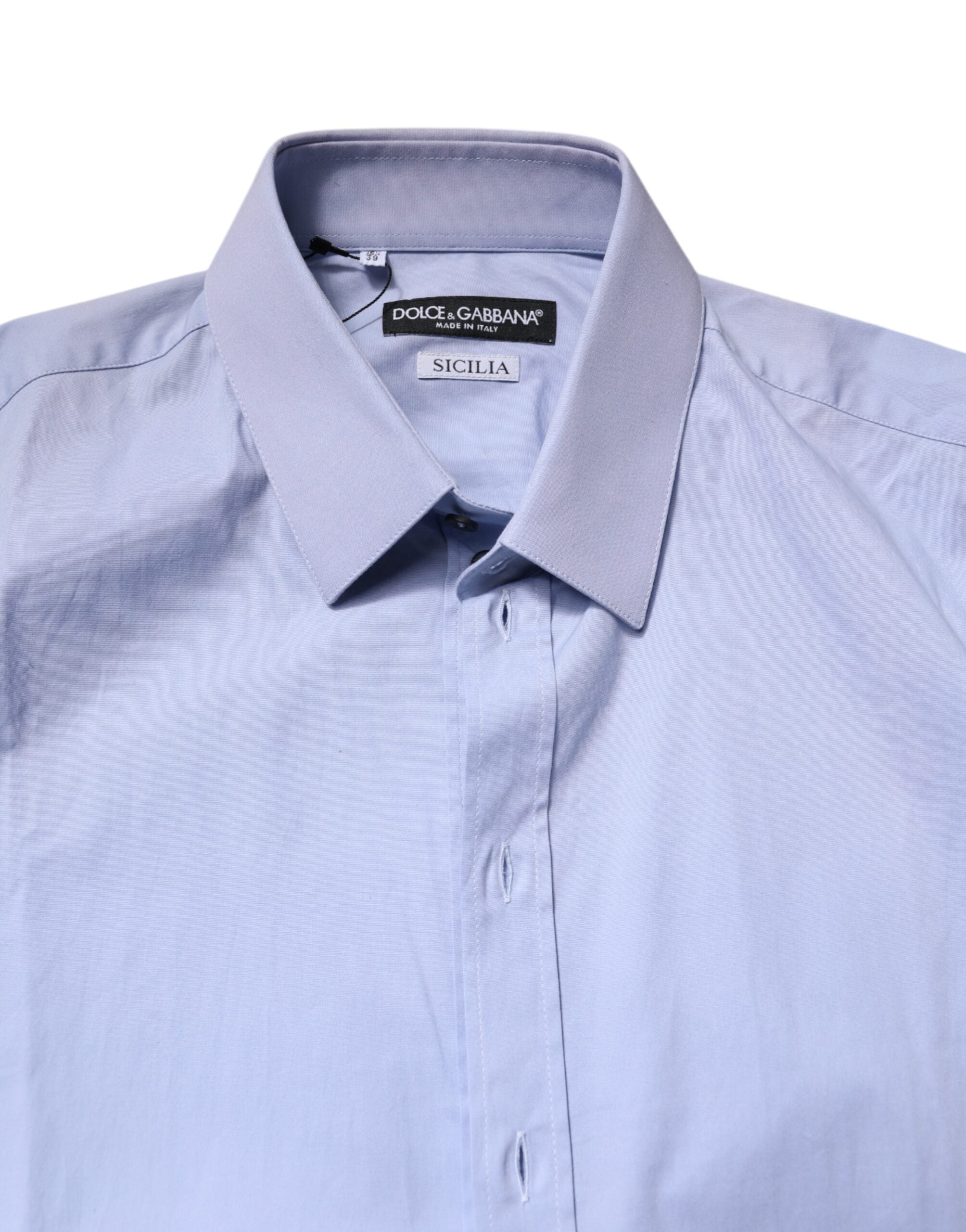 Dolce & Gabbana Light Blue Cotton Shirt SICILIA Dress Formal Shirt